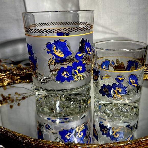 Vintage Devalbor Cerve Italy Frosted Glass Ice Bucket & Drink Glass Set of 2 - Picture 2 of 12